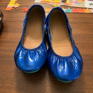 Tieks Blue Glossy Flats with Elastic Edge